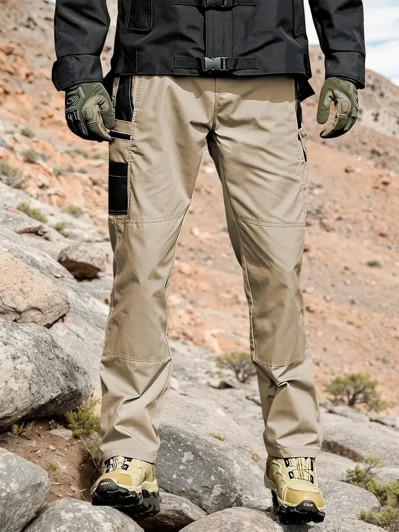 Men's Elite Tactical Work Pants - 230g/m² Ripstop Mid-Weight Fabric - Multiple Zippered Cargo Pockets & Reinforced Knees for Hiking, Fishing & Outdoor Training