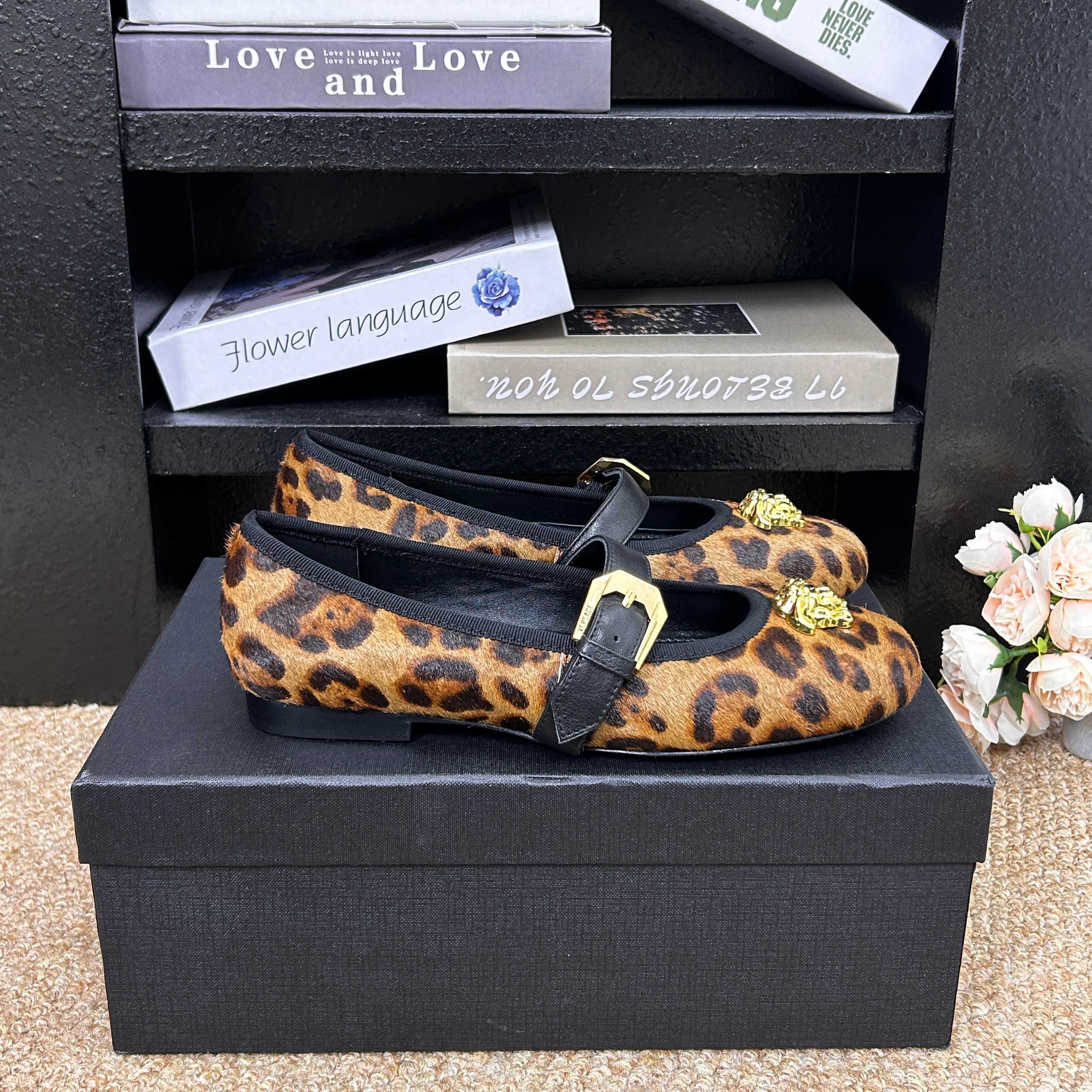 Versace Shiny Leather Ballet Flat