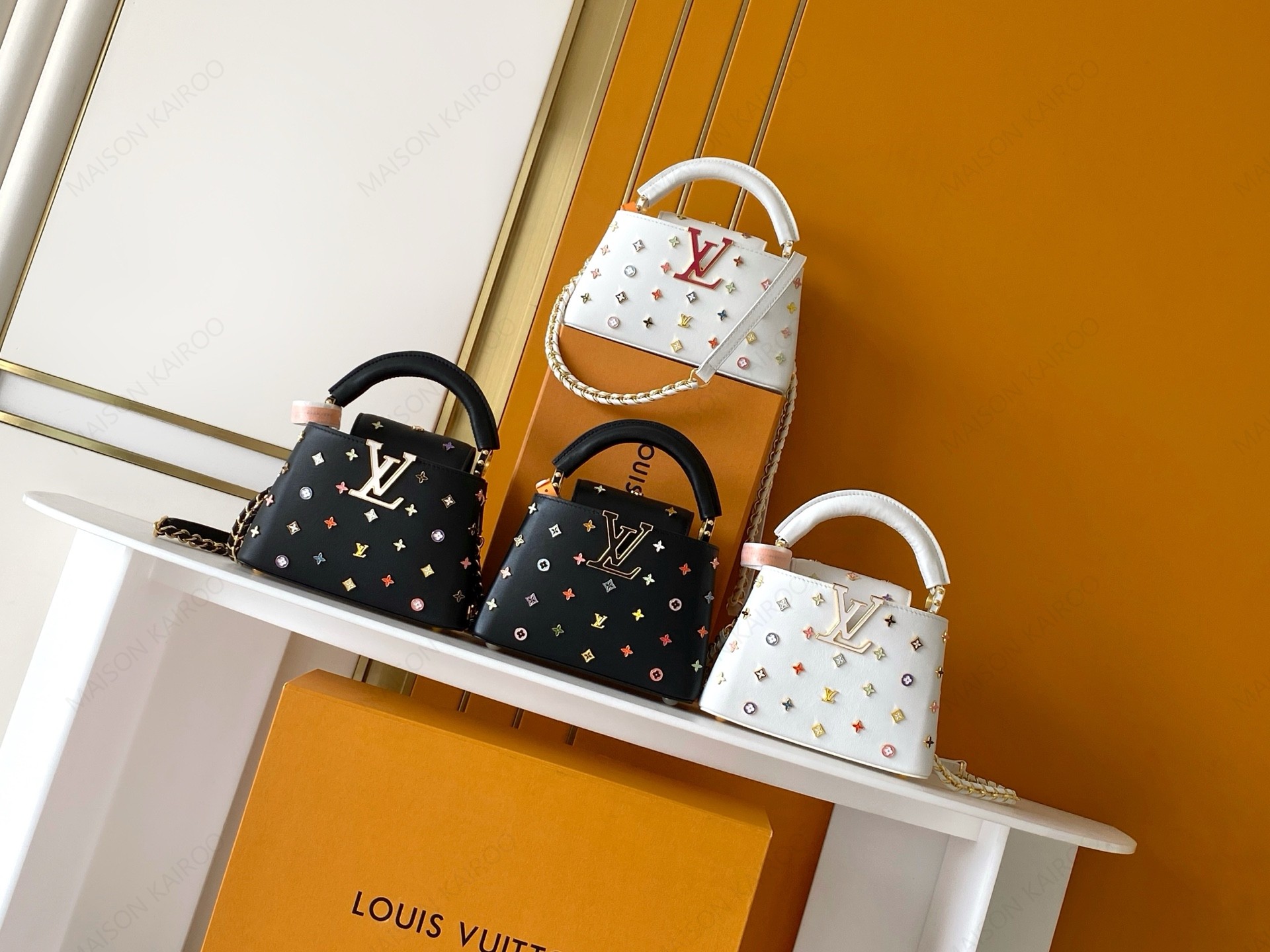 【15A】Louis Vuitton LV x TM Capucines Mini & East West Enamel Star Studded Multicolor Monogram Top Handle Bag - KAIROO