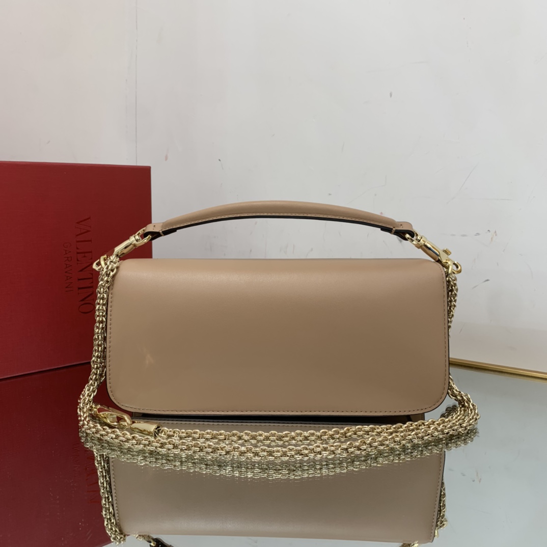 Valentino Large Garavani Loco Bag in Calfskin and crystals-Beige