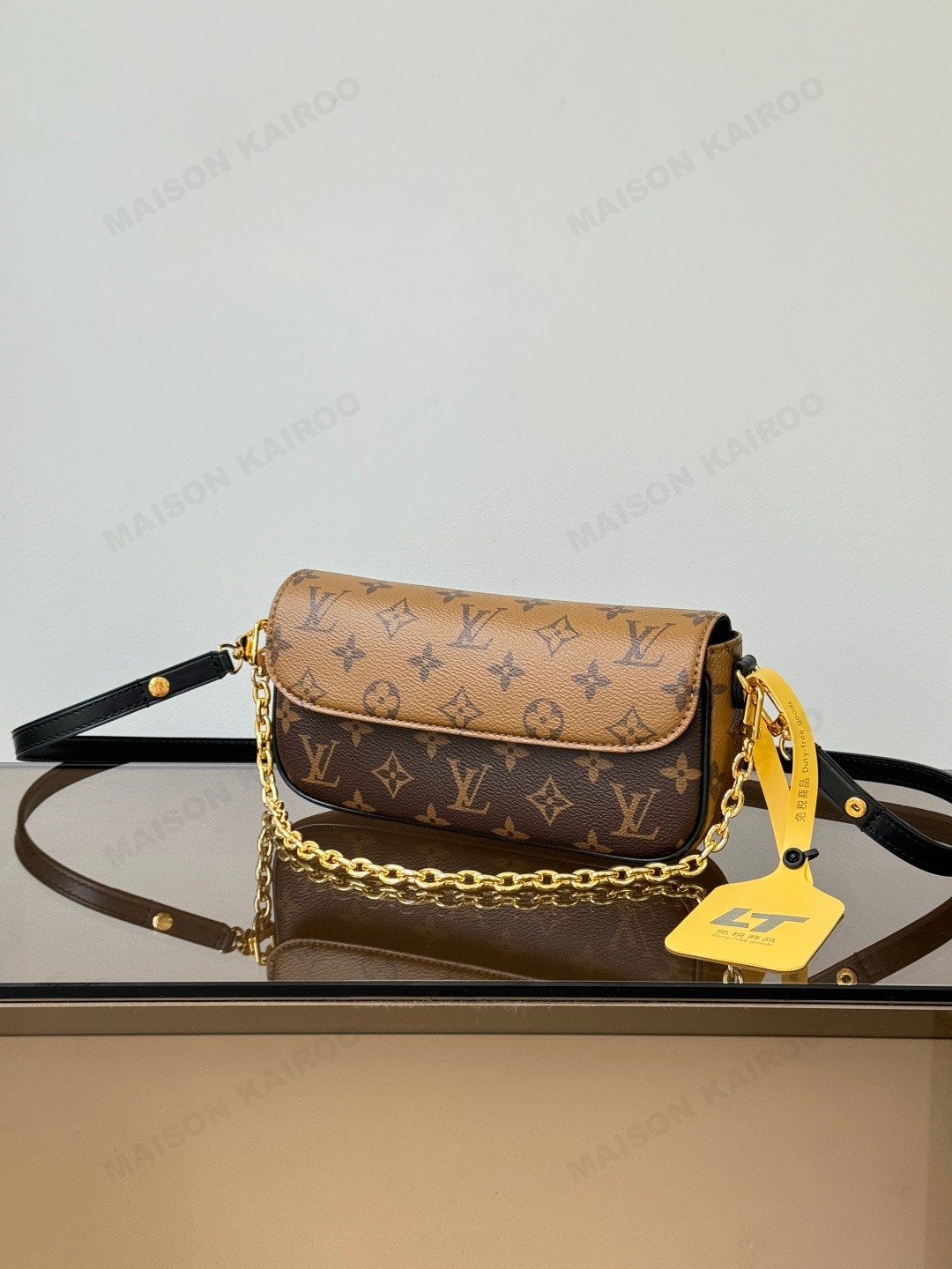 Louis Vuitton LV Ivy WOC Reverse Monogram Coated Canvas Leather Baguette Hobo Shoulder Bag - KAIROO