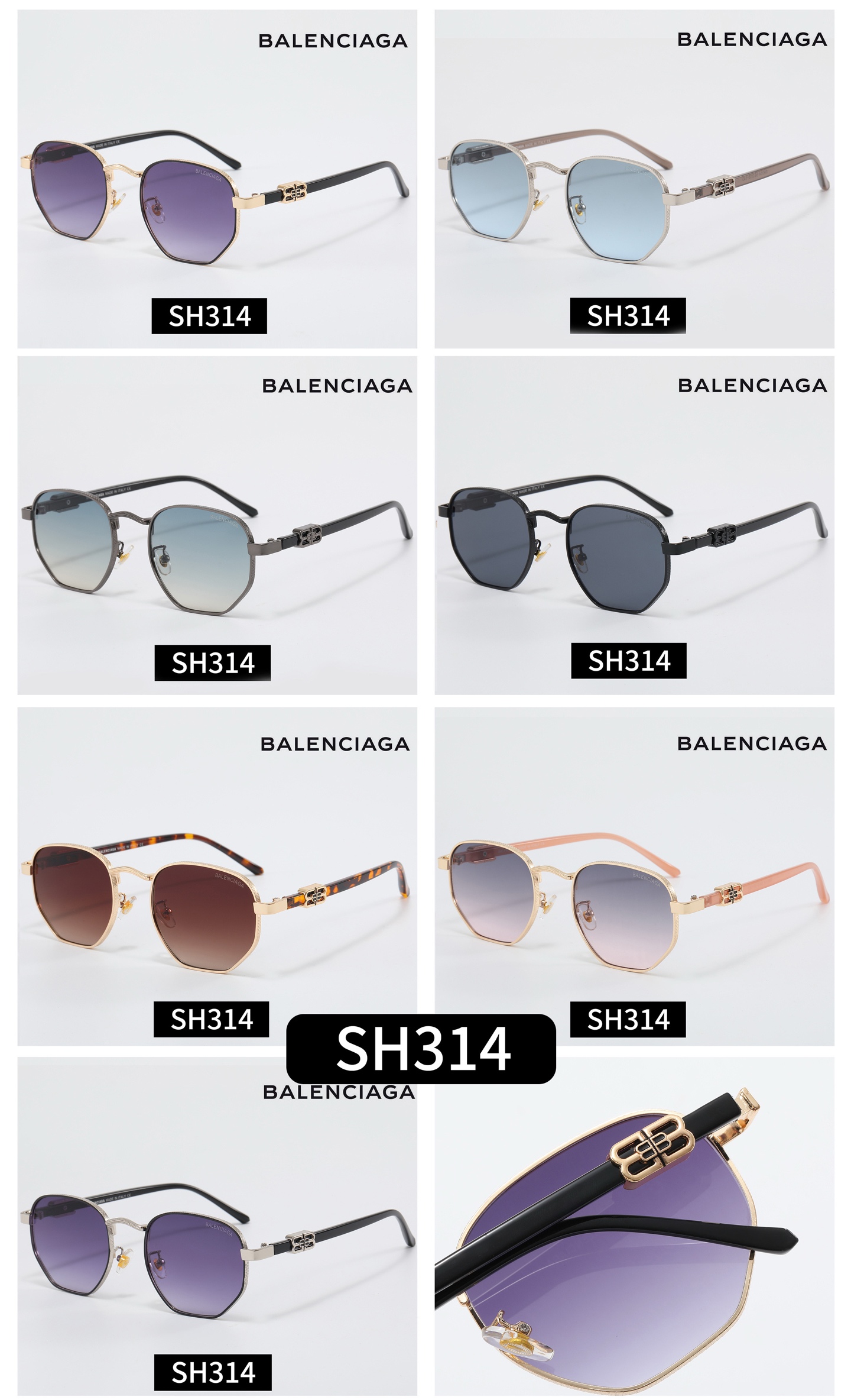 Balenciaga BB Logo Engraved Metal Sunglasses Top quality - KAIROO