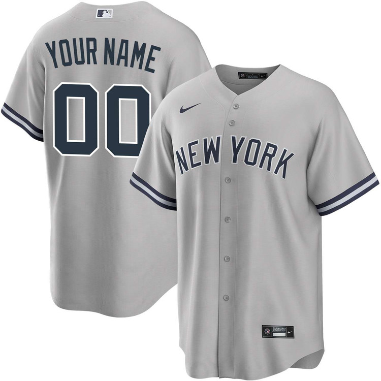 New York Yankees Baseball Jersey Men Women Youth Nike Navy Blue Gray Away Limited Edition Customized Jersey