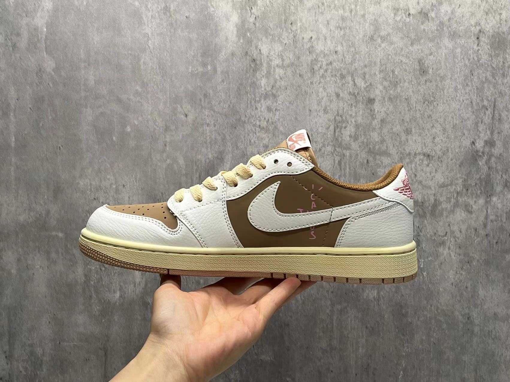 2025-26 AJ1 US Men's Sizes6 to 11 in half sizes Shallow Brown Pink Low cut Inverted Hook Shoes tianlong
