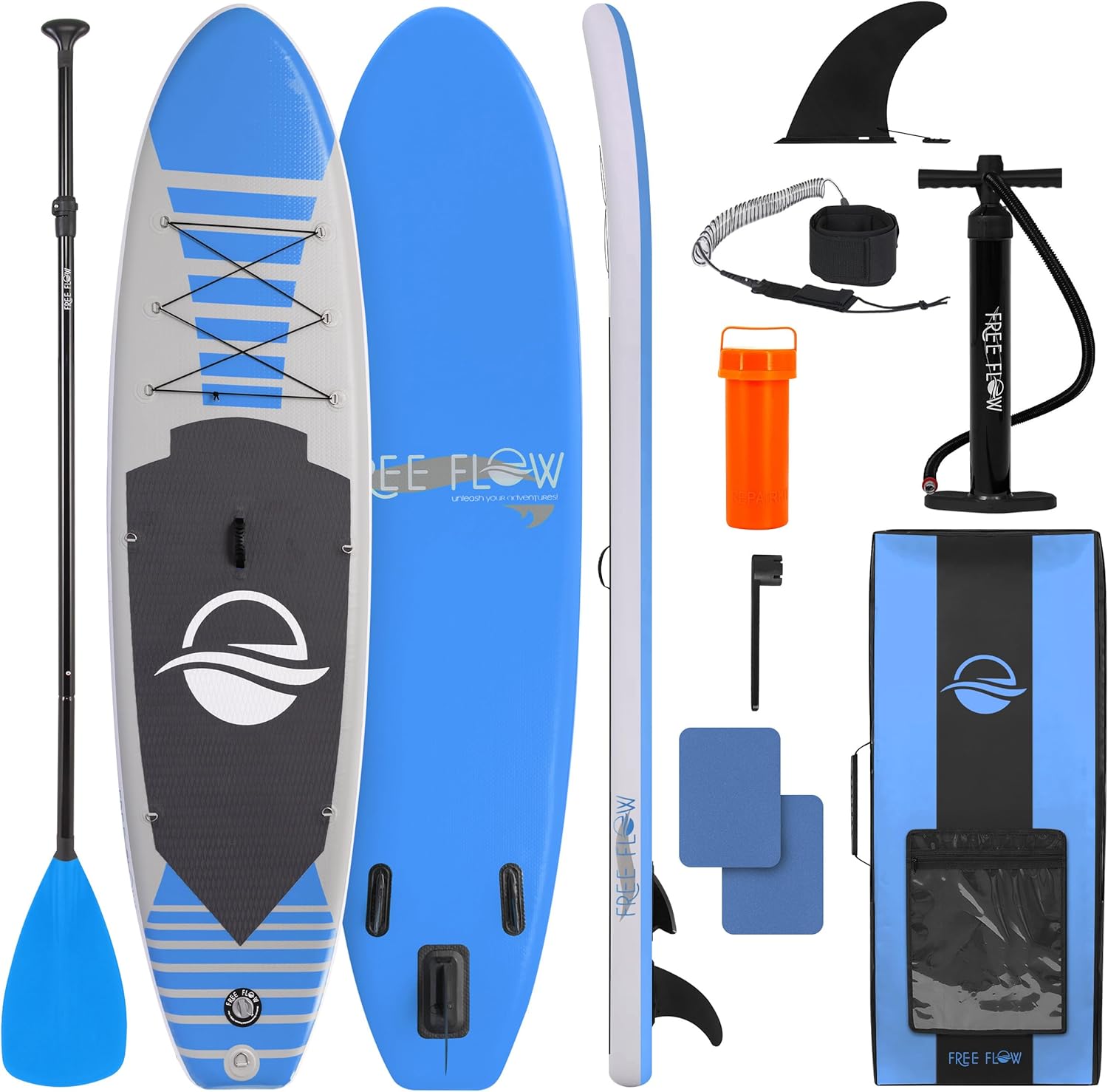 SereneLife Inflatable Stand Up Paddle Board - Wide Stable Design, Non-Slip Deck for Adults & Youth with Premium Paddle Board Accessories: Carry Bag, Dual Action Pump, Paddle, Ankle Leash
