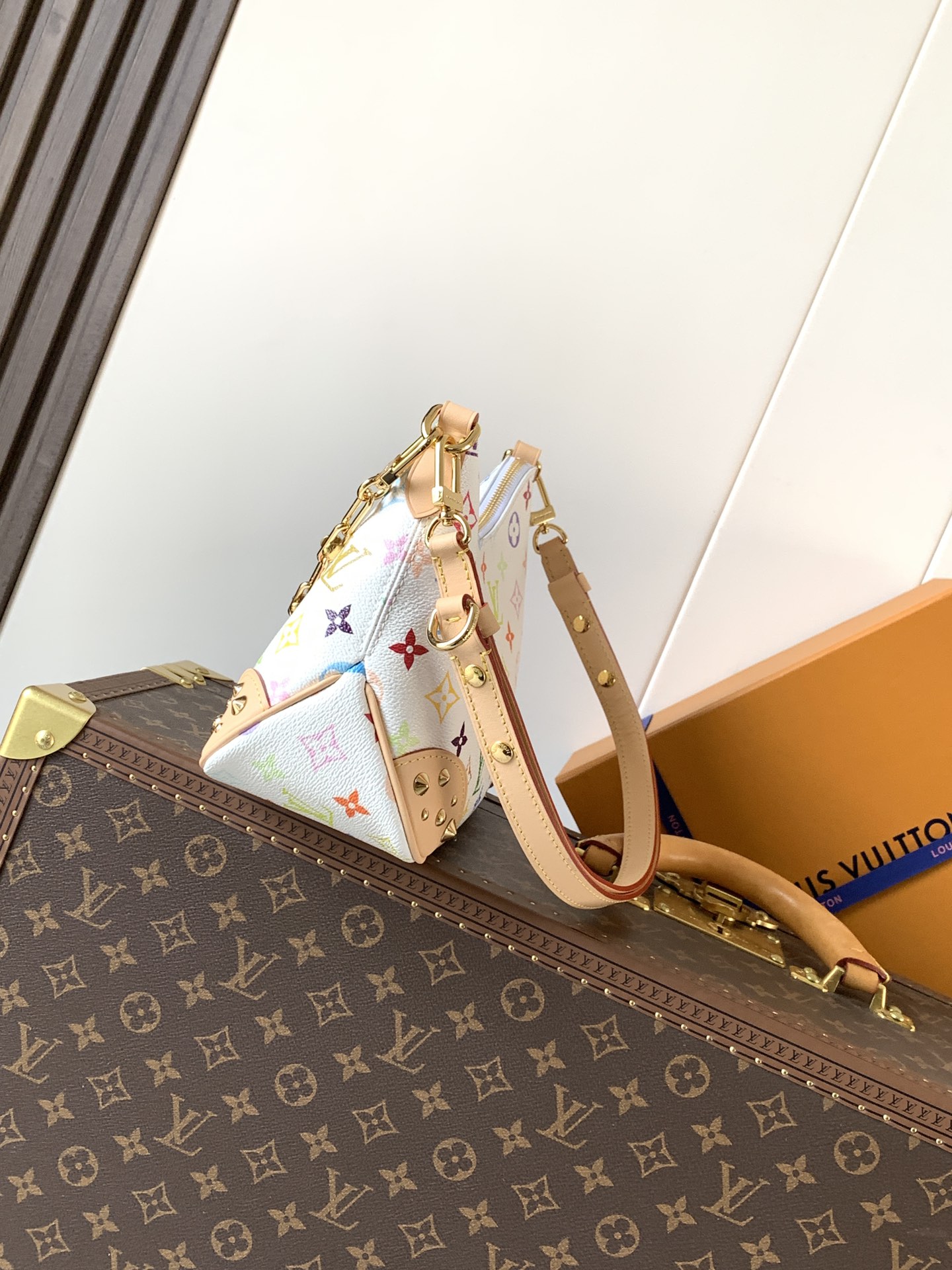 M22790 LV x TM  Boulogne PM Bag in White multicolored Canvas