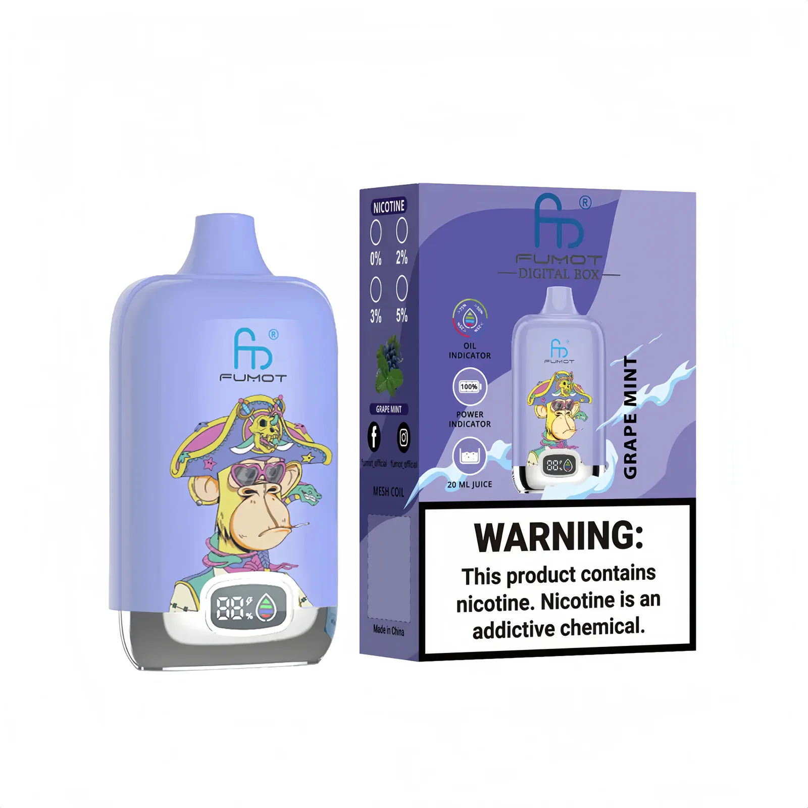 FUMOT Digital Box 12K Disposable Vape – Grape Mint - Vaba Vape-Shop