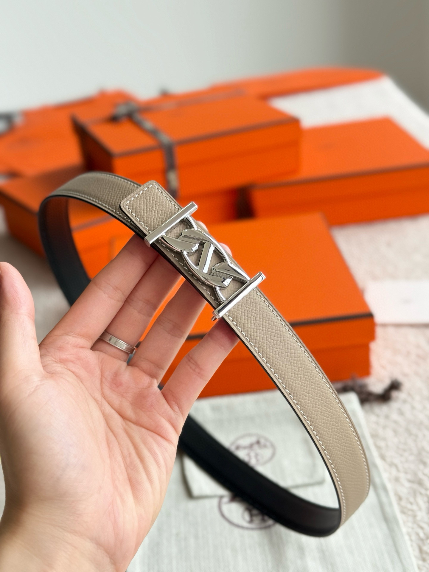 Hermes My H Reversible Leather Belt 24mm
