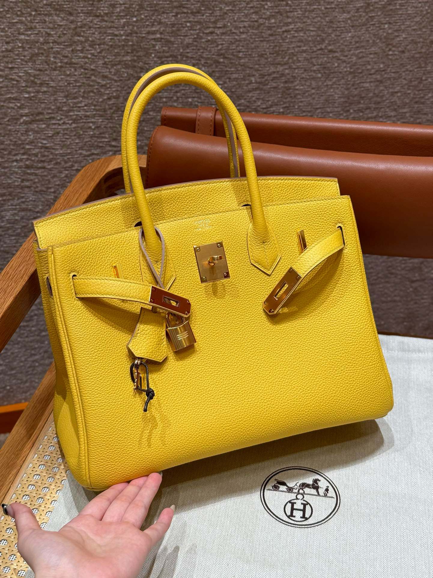 Hermes Lime Togo Birkin 30 Bag