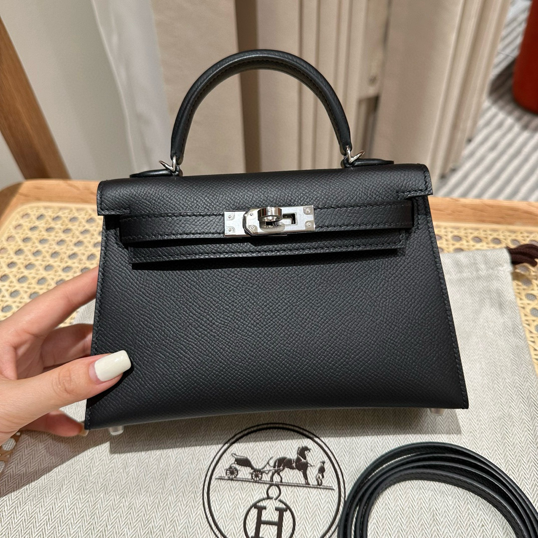 Hermes Black Epsom Mini Kelly 20 II