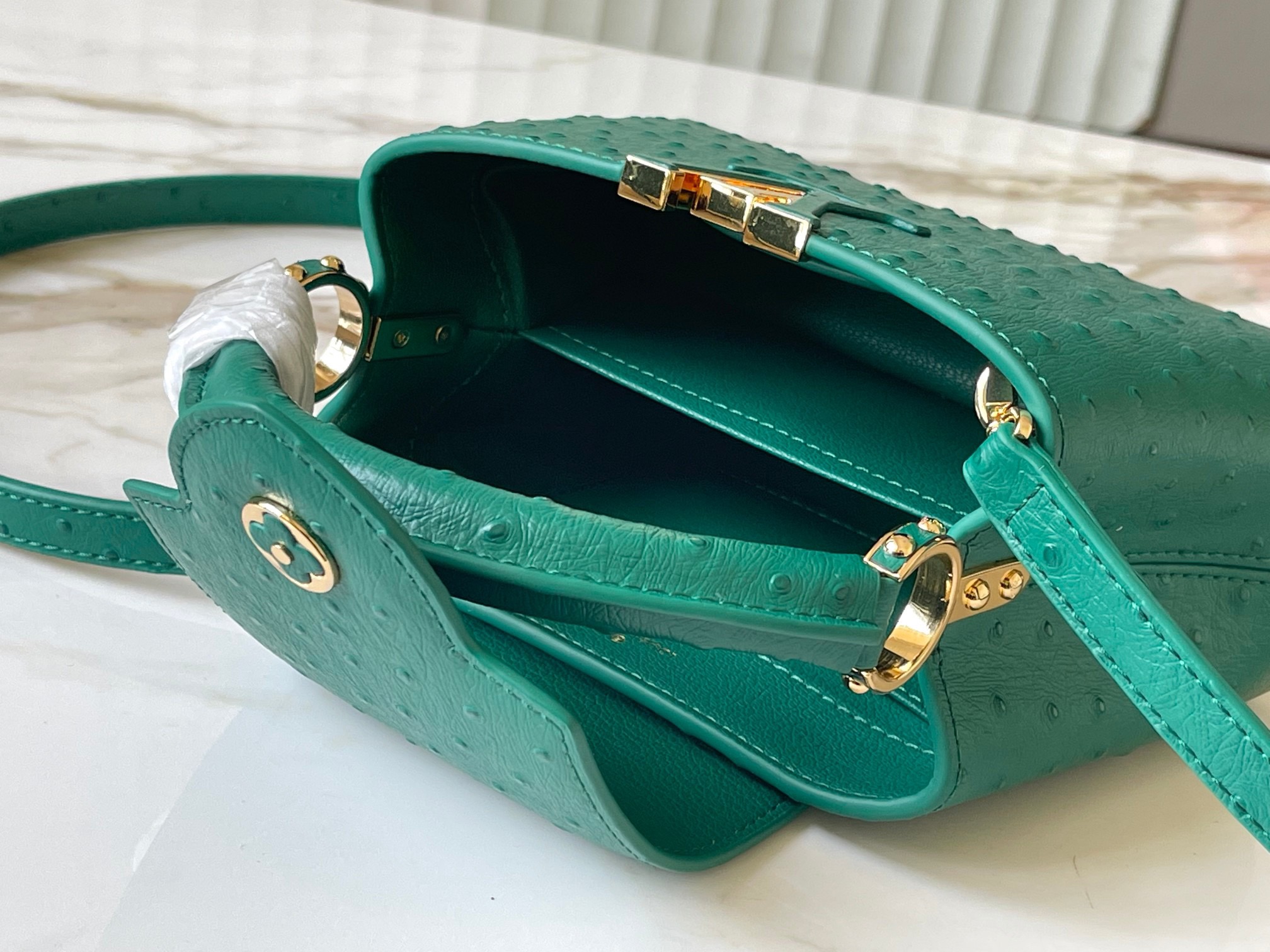 Louis Vuitton Bags lv grass green ostrich pattern handbag