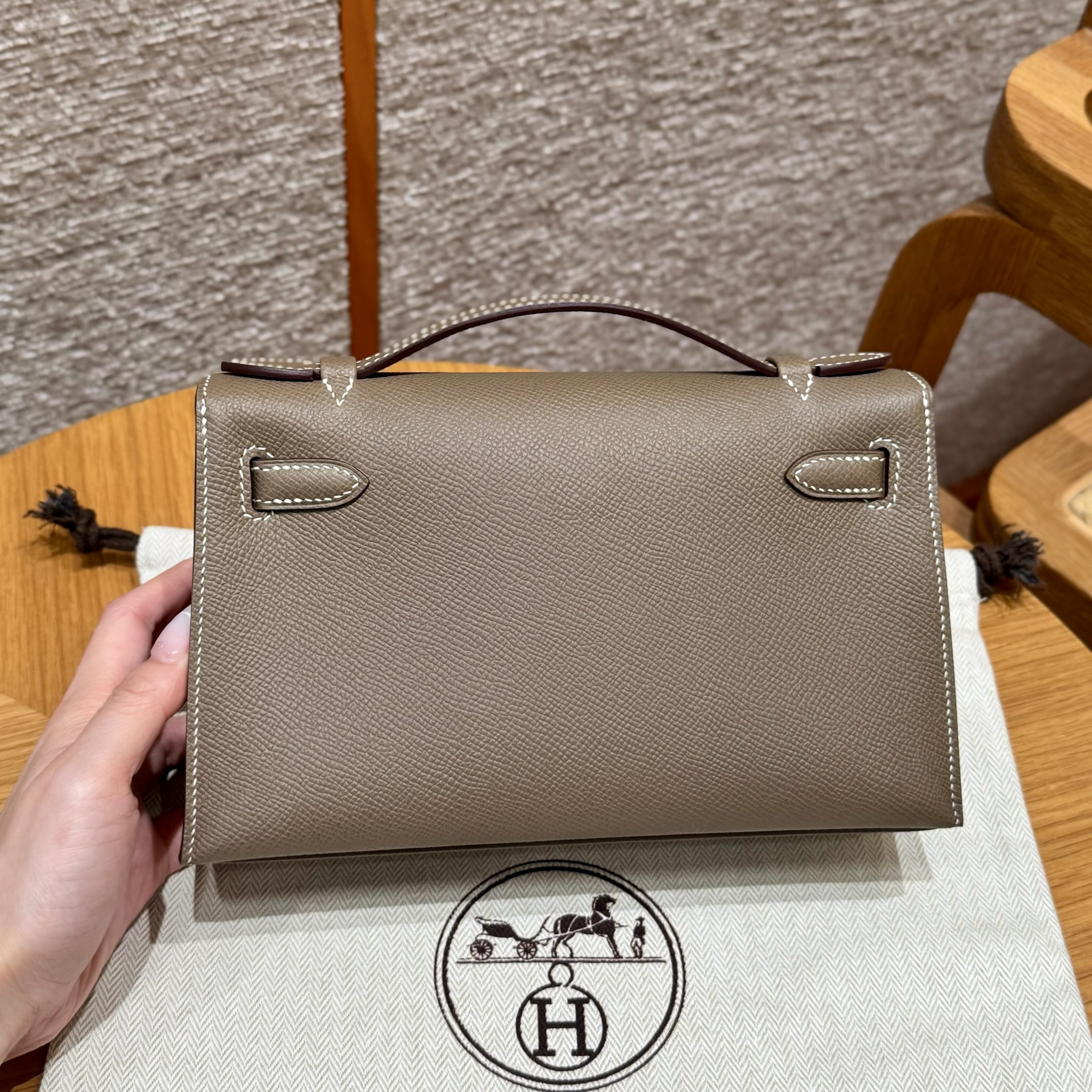 Hermes Etoupe Epsom Kelly Pochette