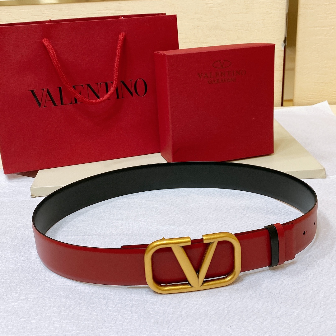 Valentino Reversible Wide Leather Belt 4cm