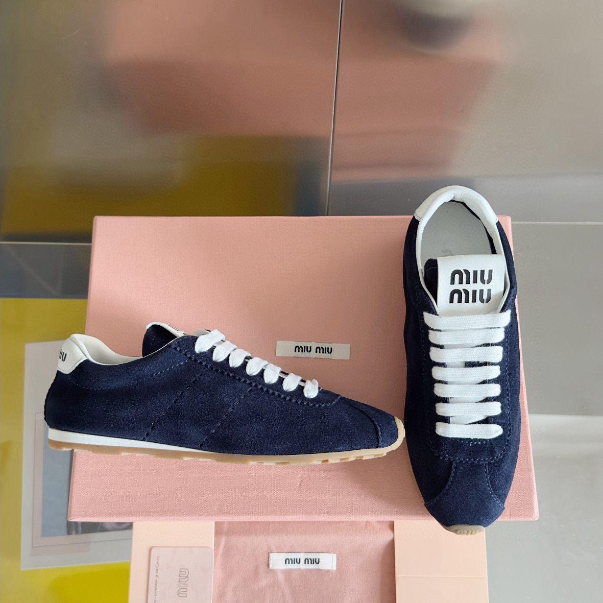 Miu Miu Plume Suede Leather Sneaker