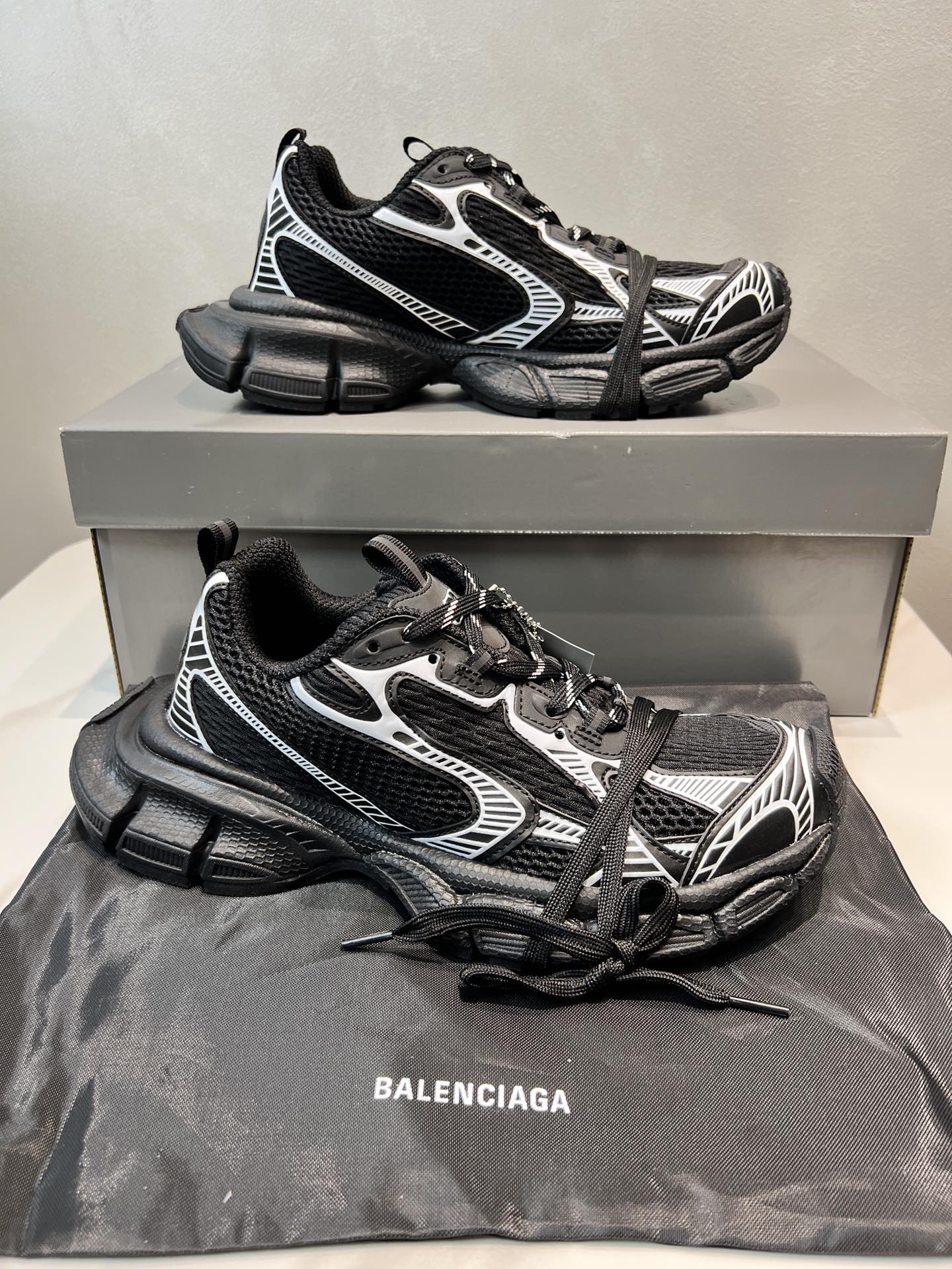 Balenciaga 3XL Panda Mesh and Polyurethane Wrapped Laces Oversized Chunky Sneakers - KAIROO