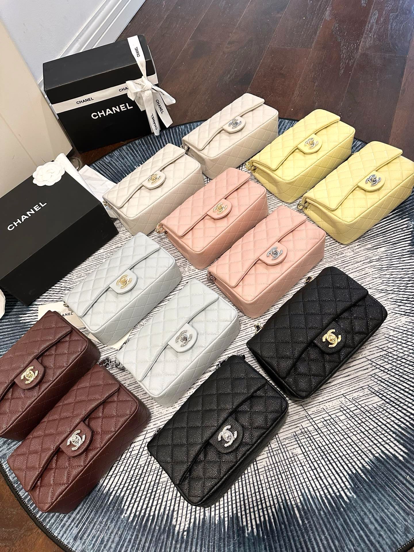 Chanel CF Mini 20CM Caviar Quilted Leather CC Logo Chain Flap Shoulder Bag - KAIROO