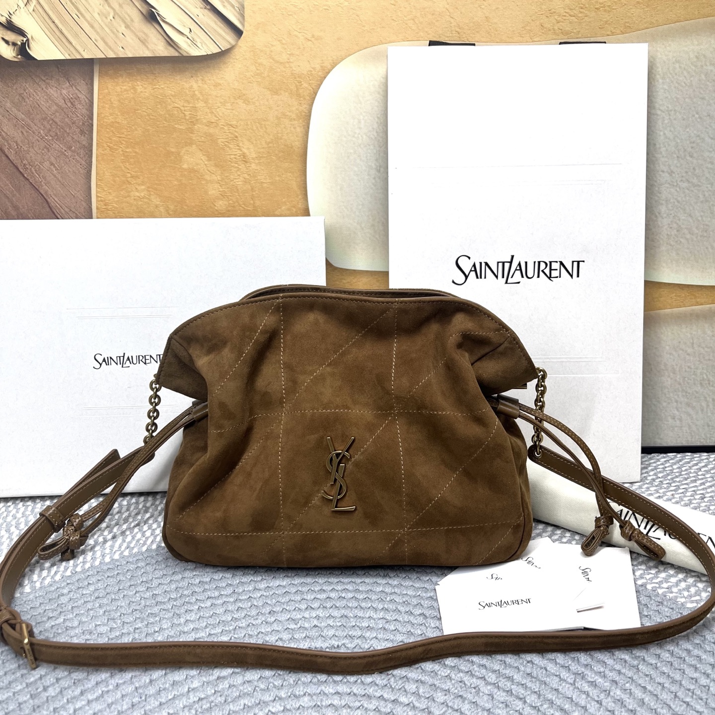 Saint Laurent Suede Medium Jamie Shoulder Bag in Brown