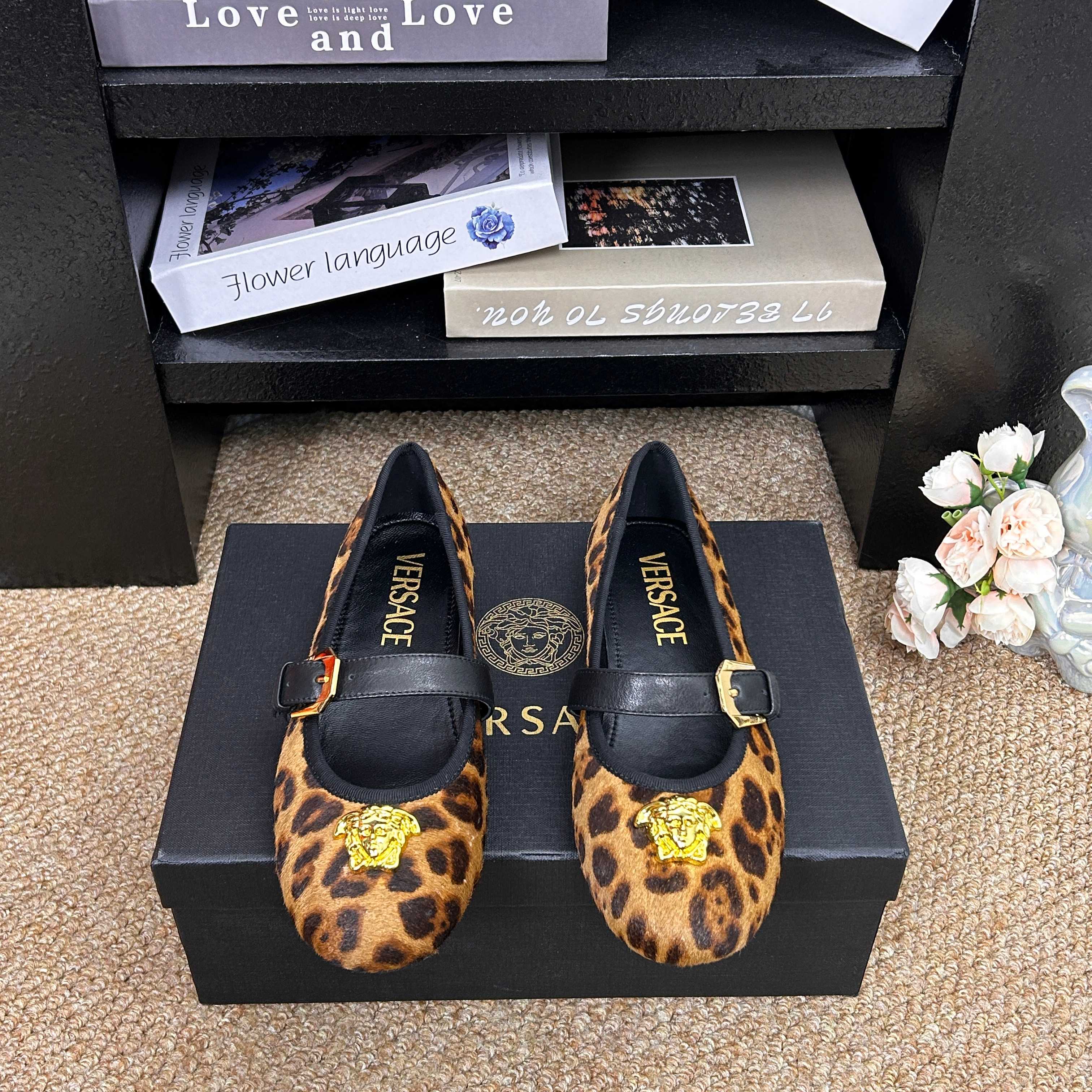 Versace Shiny Leather Ballet Flat