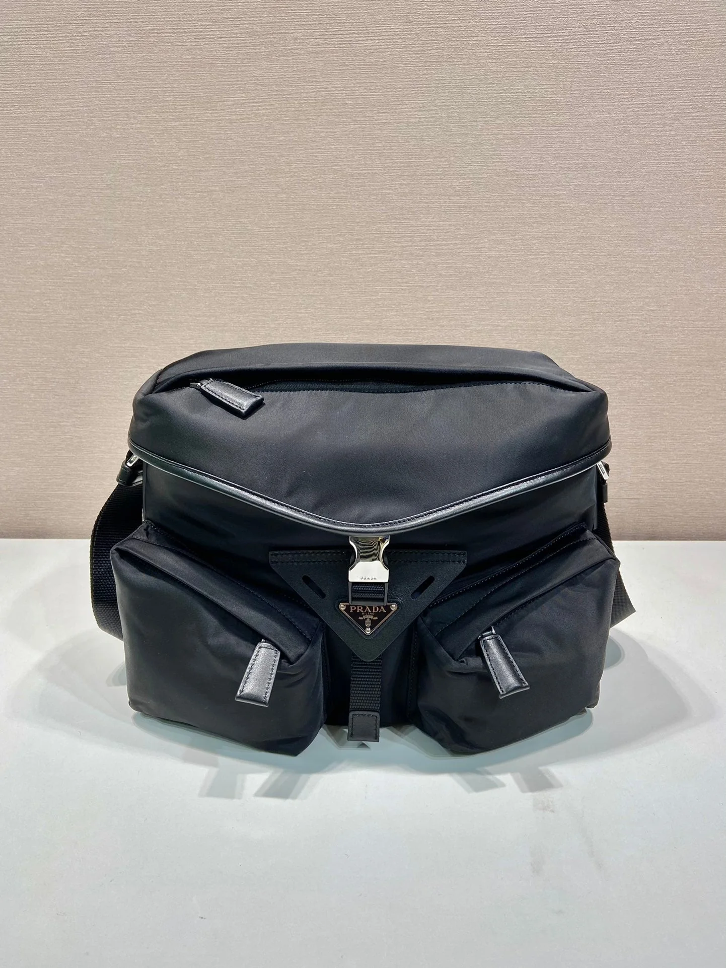 Prada CROSSBODY BAG 29 IN BLACK RE-NYLON AND CALFSKIN TRIM