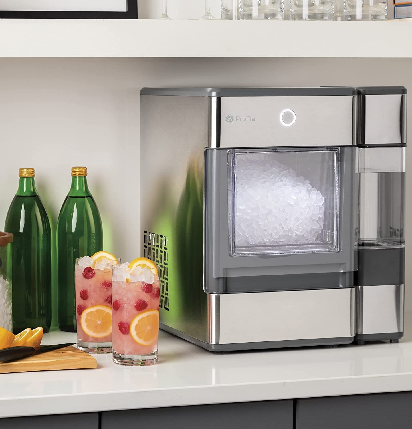 GE Profile Opal | Countertop Nugget Ice Maker with Side Tank | Portable Ice Machine Makes up to 24 lbs. of Ice Per Day | Stainless Steel Finish