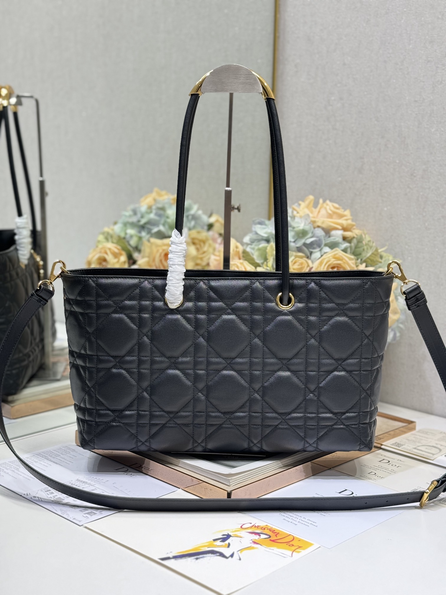 Dior Medium Toujours Tote in Black Quilted Calfskin
