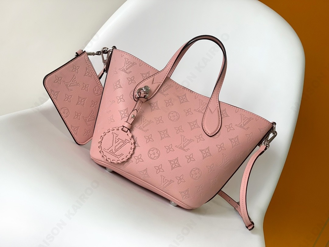 【10A】Louis Vuitton LV Mahina Blossom PM Pink Dense Perforated Monogram Leather Basket Handle Tote Bag - KAIROO