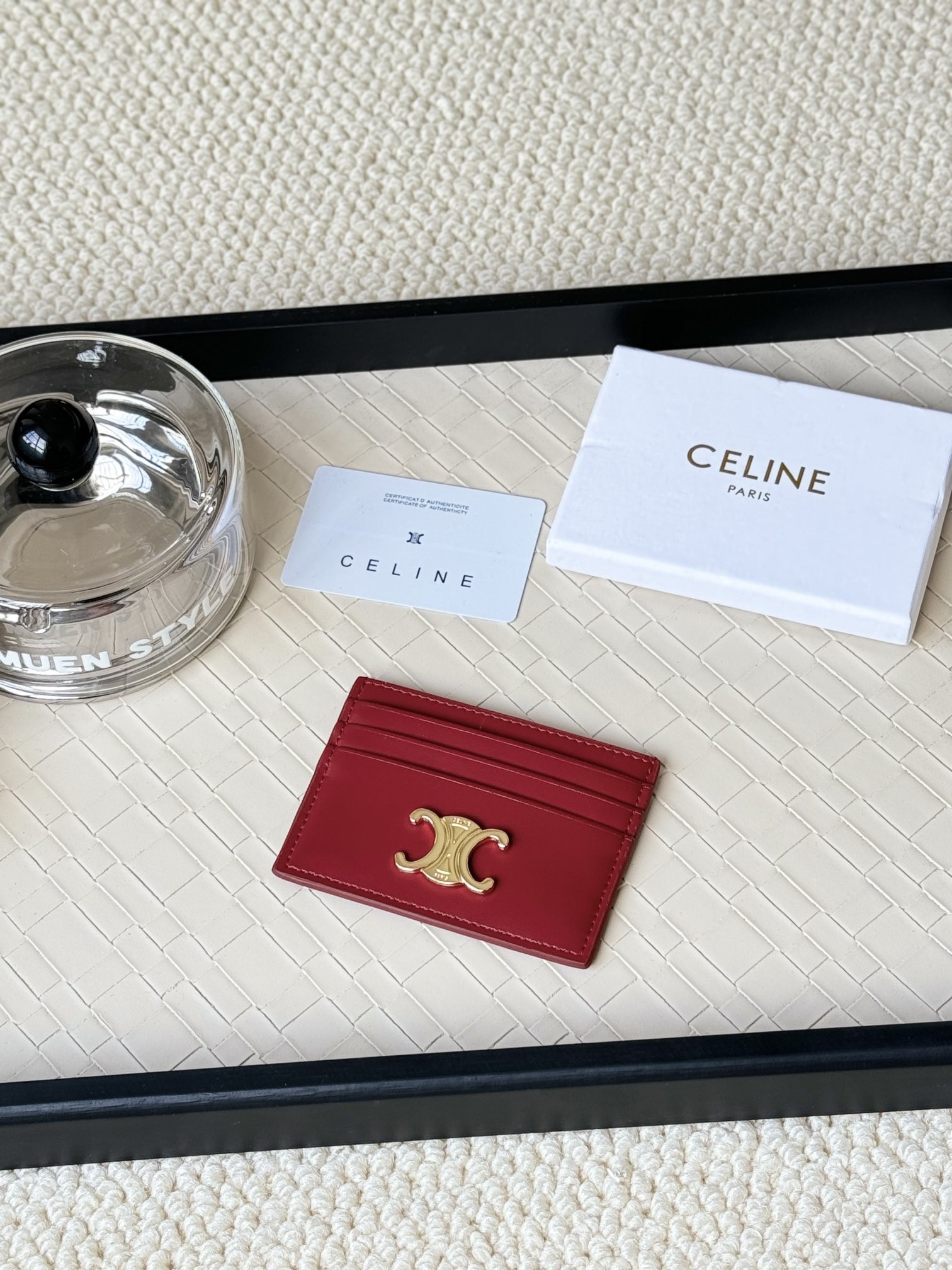 Celine Leather Central Metal Triomphe Logo Multi-slot Card Holder - KAIROO