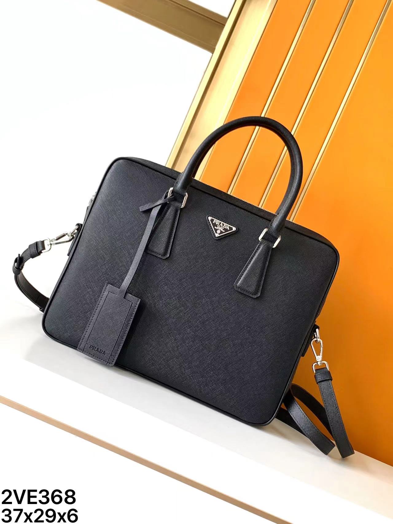 Prada Black Saffiano Leather Briefcase