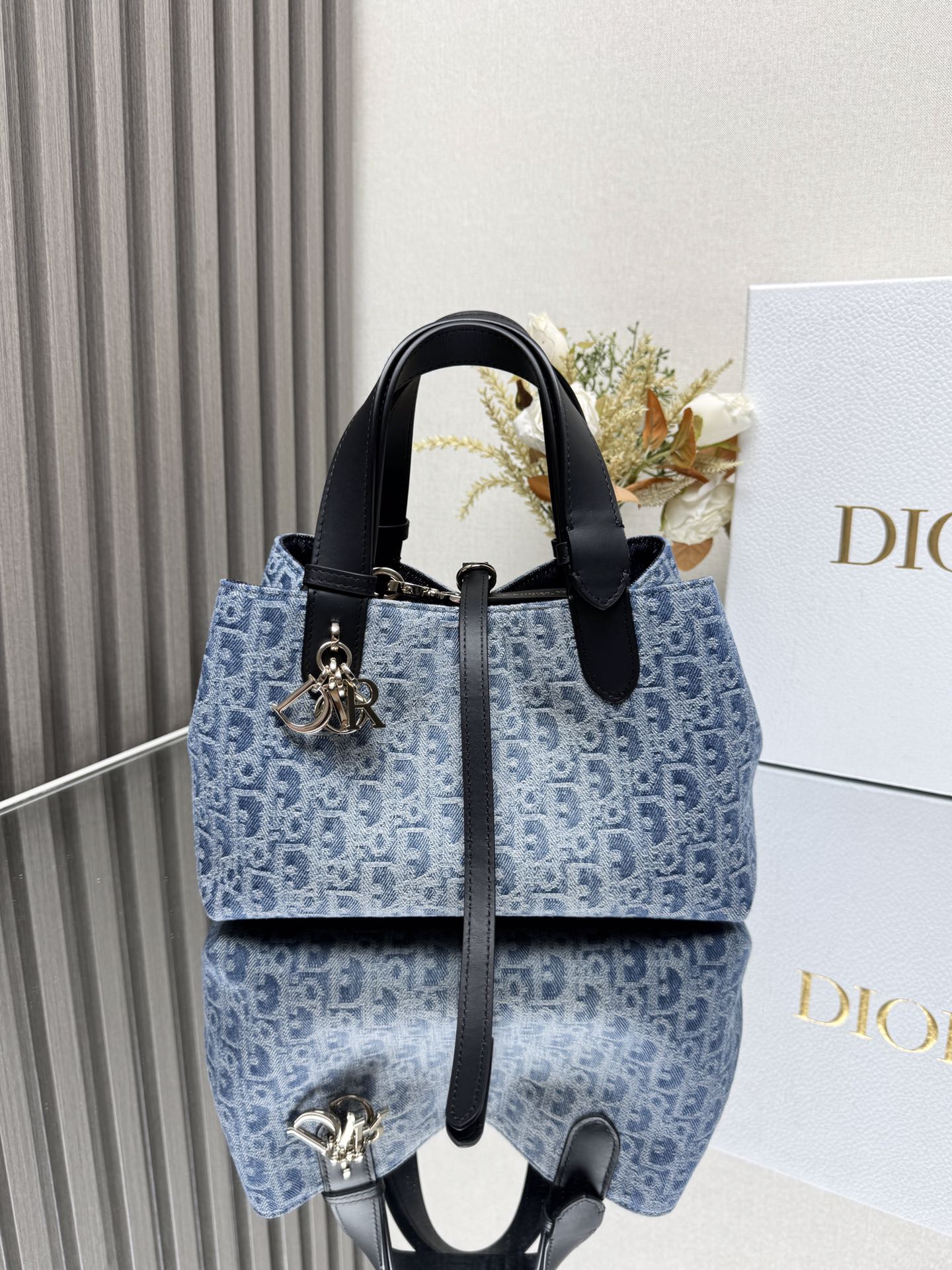 Dior SmallToujours Bag in Blue Oblique canvas