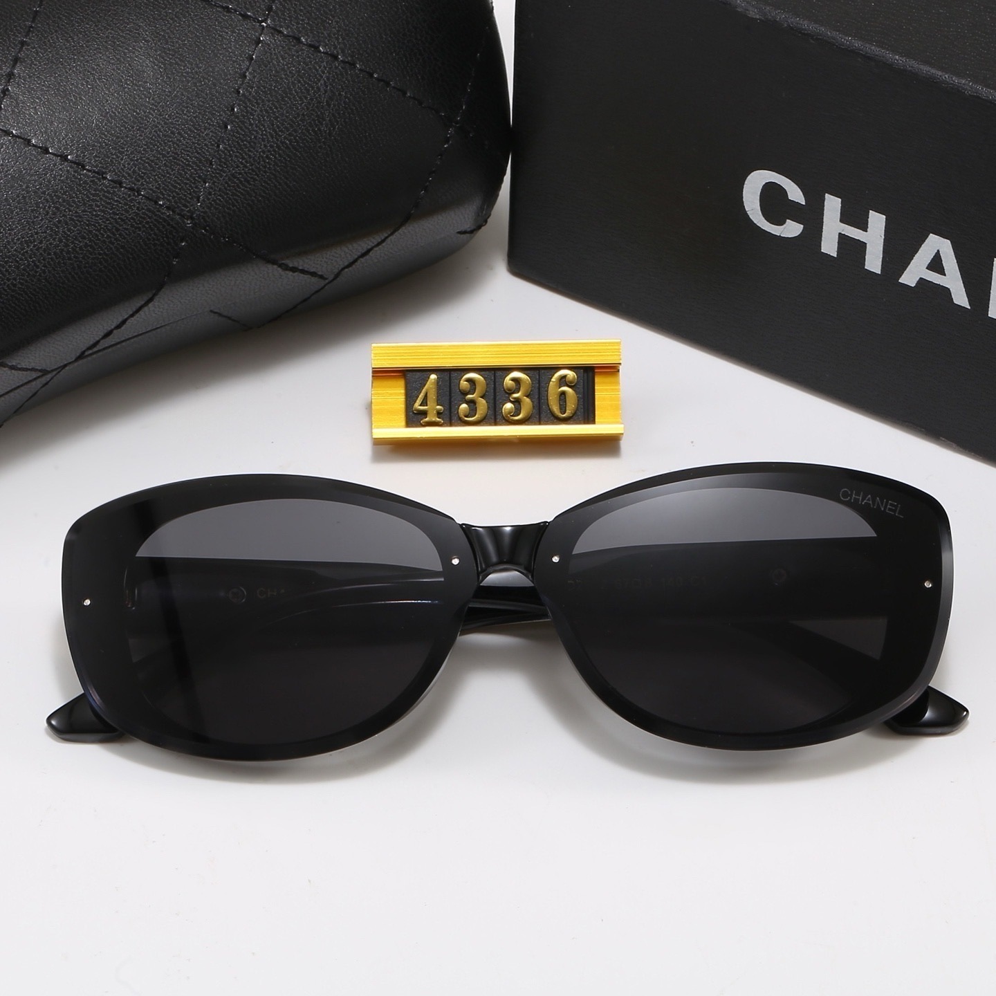 Chanel Classic Thick Acetate Frame Temple Double C Logo Oval Cat Eye Sunglasses - KAIROO