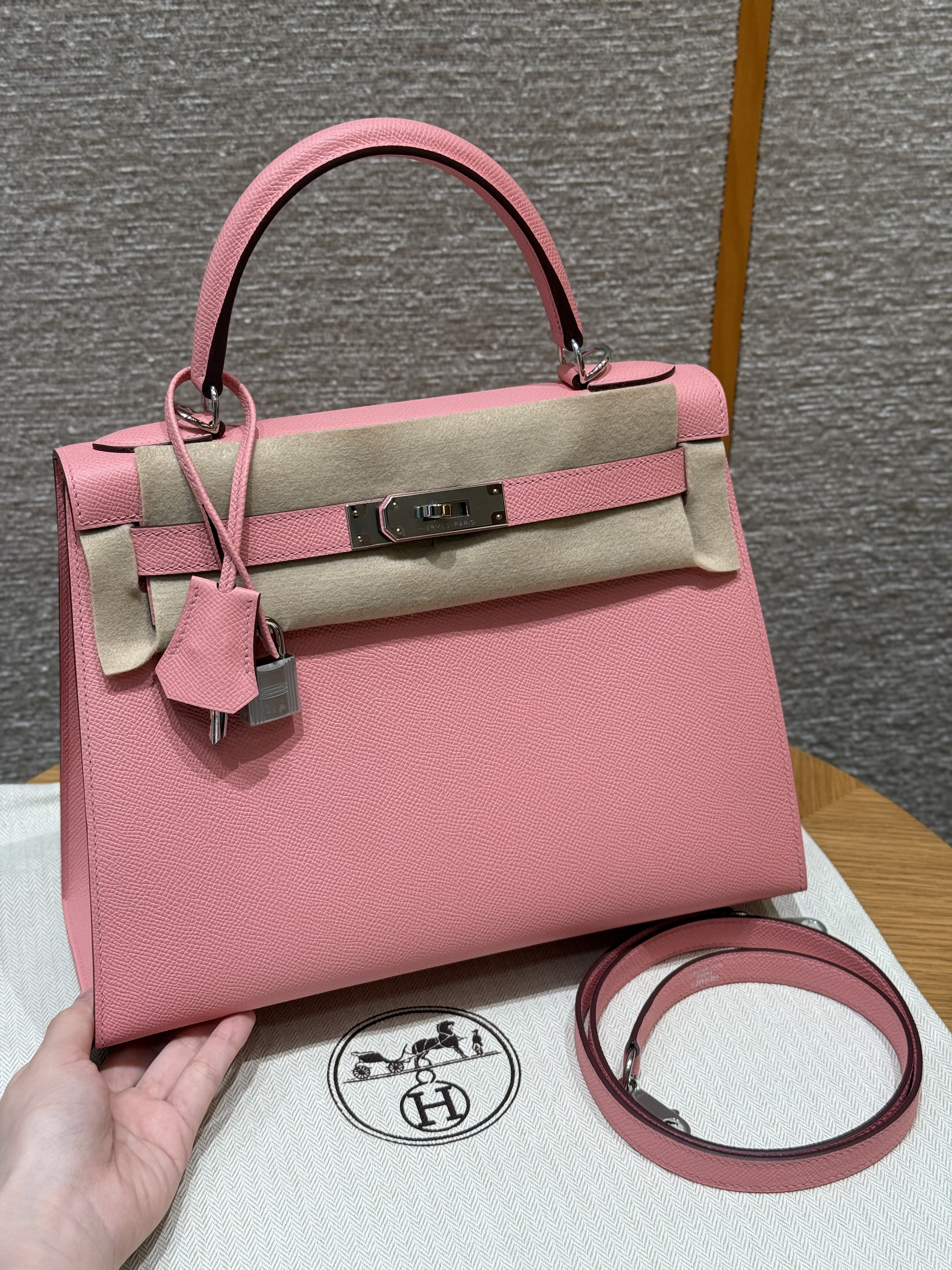 Hermes Rose confetti Epsom Kelly 28