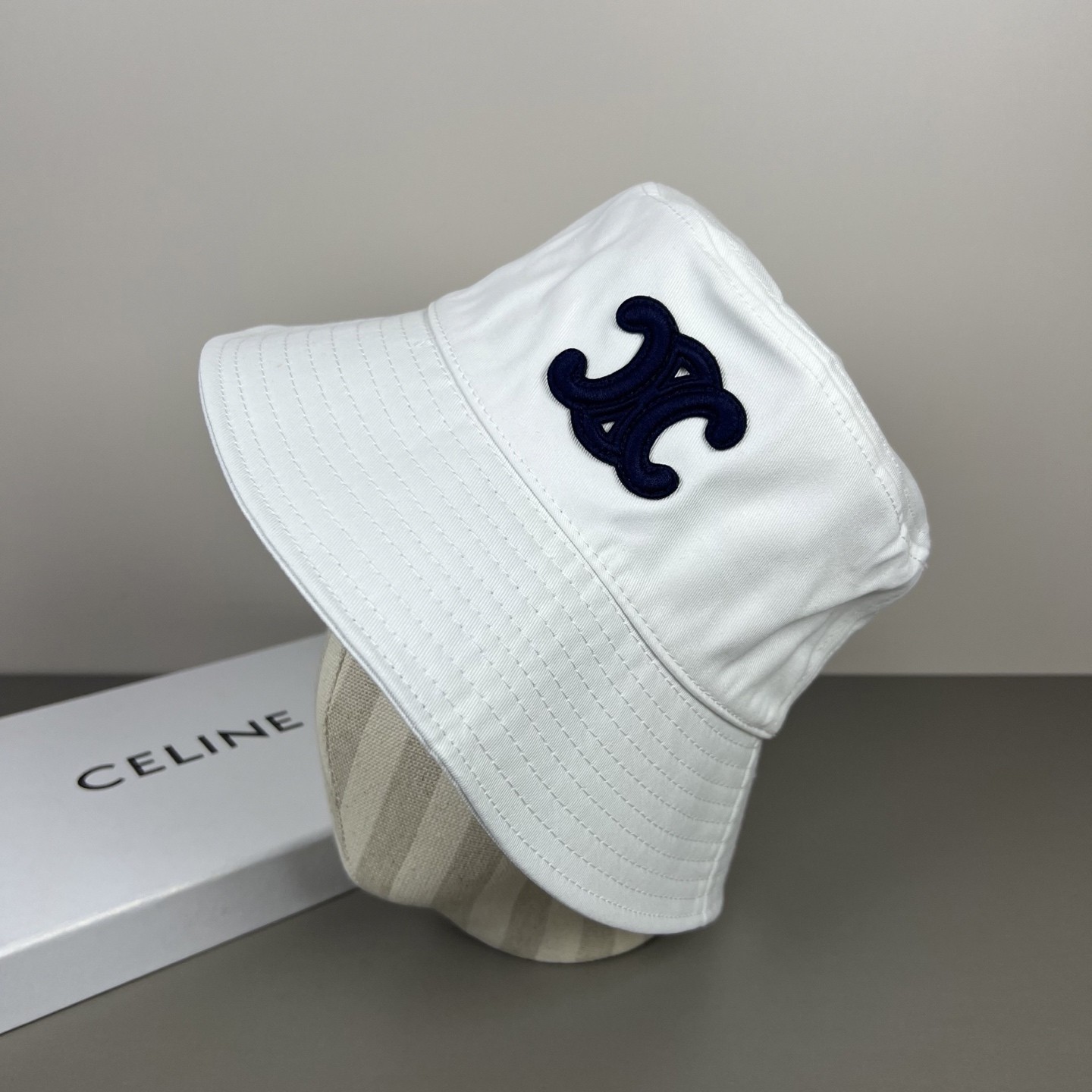 Celine Embroidered Triomphe Logo Patch Cotton Twill Sun Bucket Hat - KAIROO