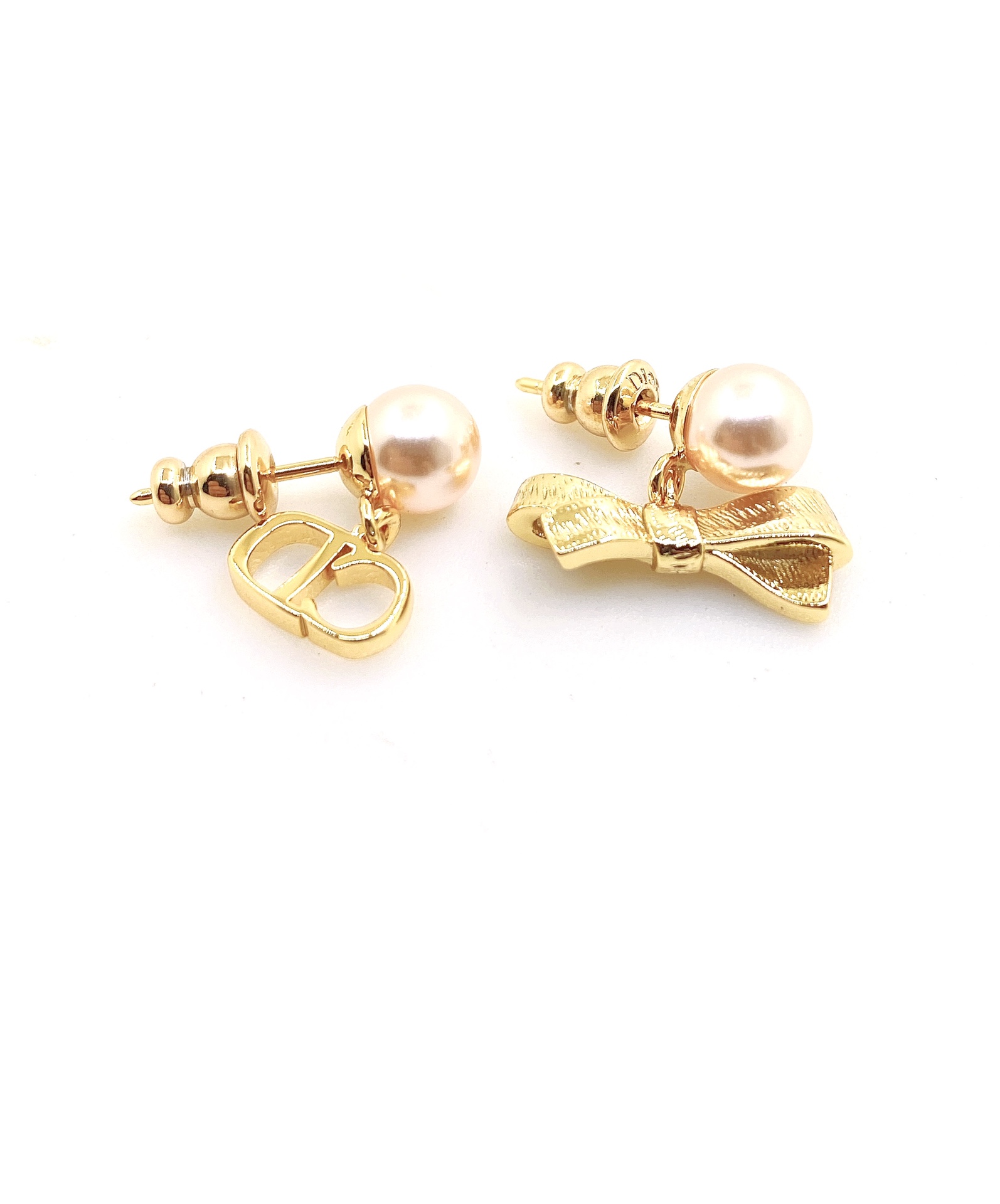 Dior Small Bow CD Asymmetric Earrings