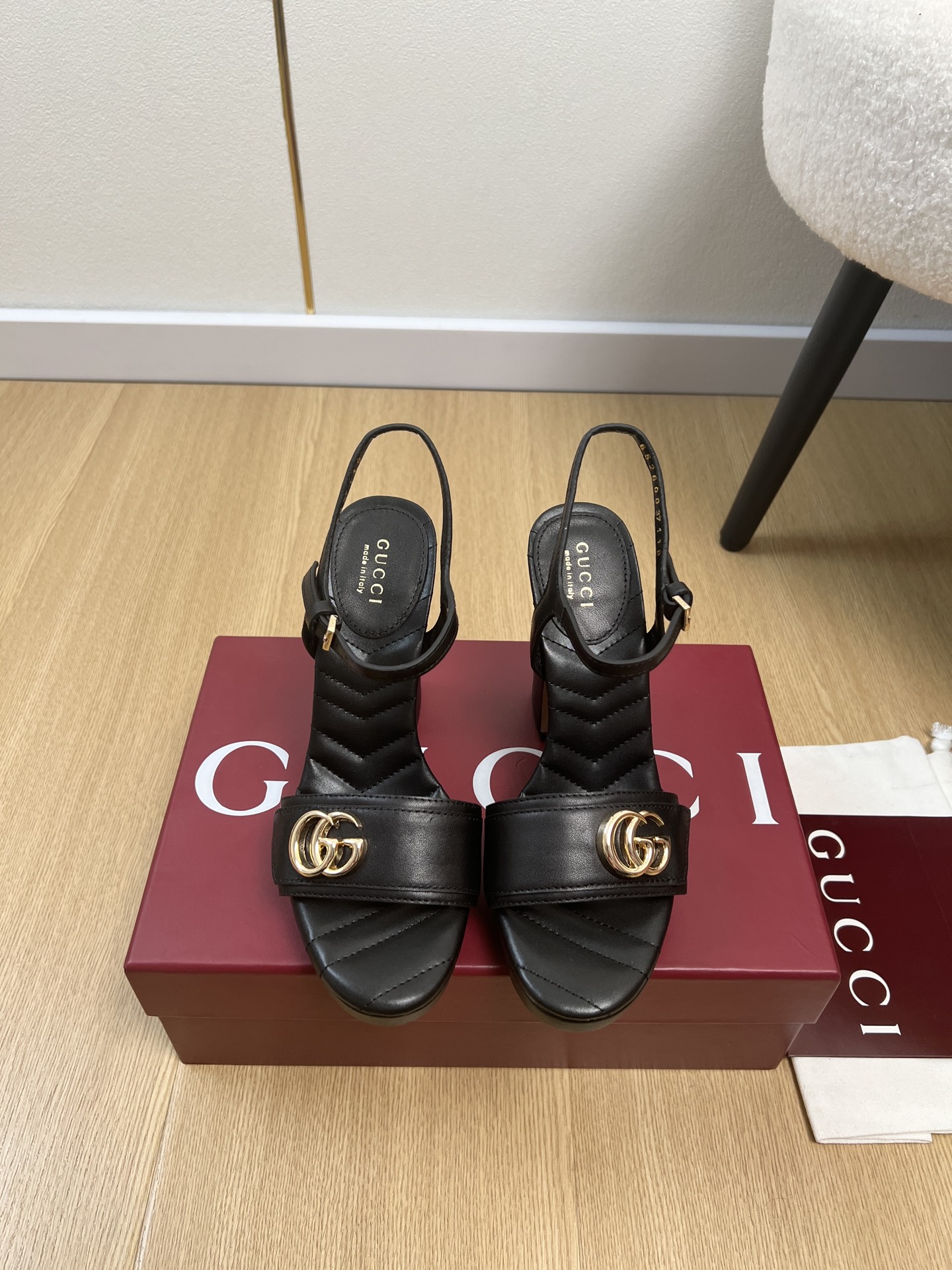Women's platform sandal with Double G-Black
