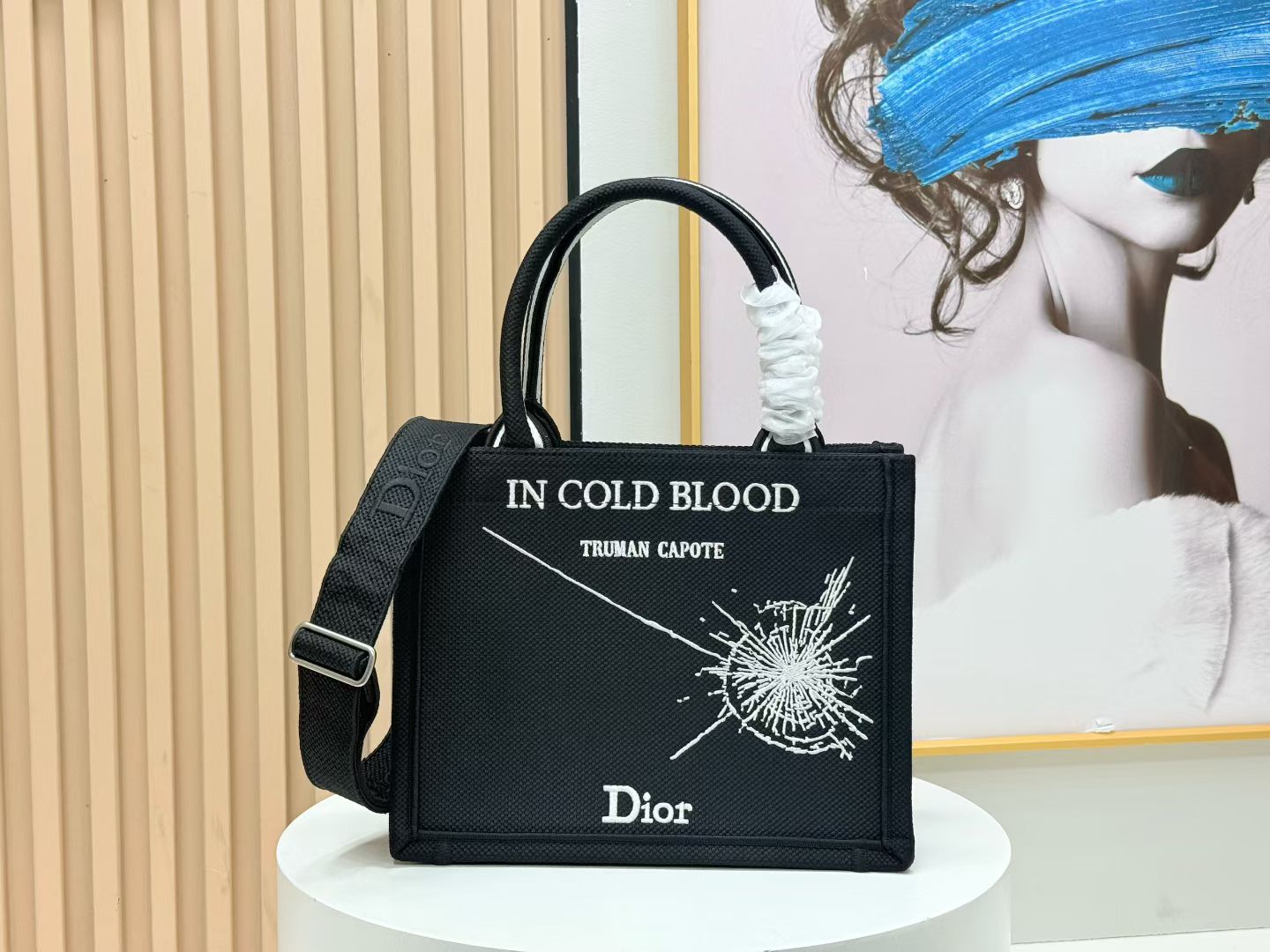 Dior Embroidered Canvas Small  Book Tote with shoulder strap
