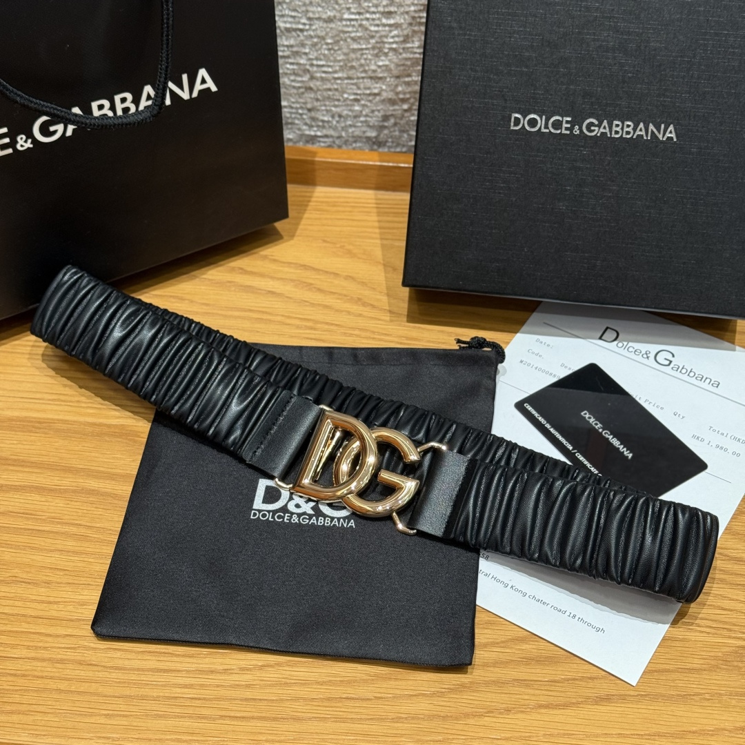 D&G Luxury DG Elastic leather Belt 4.0cm