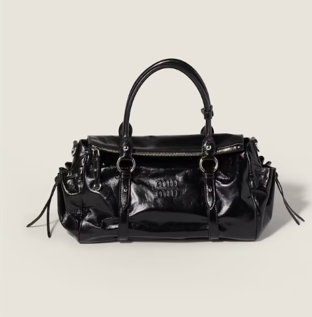 Miu miu Black Shiny leather handbag 5BA328