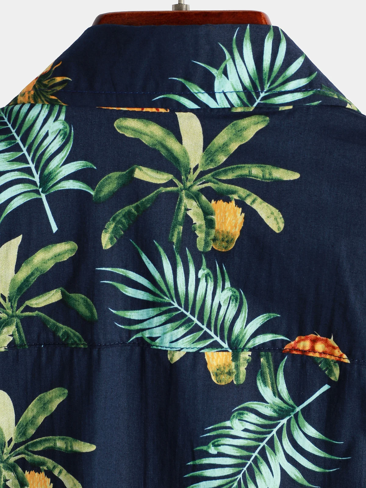 Men's Pineapple Print Cotton Hawaiian Short Sleeve Shirt