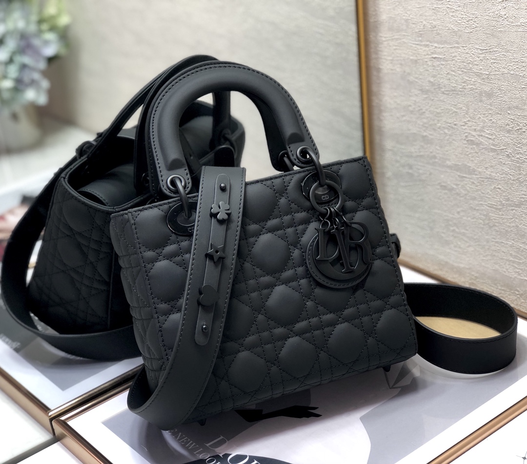 Small Lady Dior  My ABC  Bag in Black Ultramatte Cannage Calfskin
