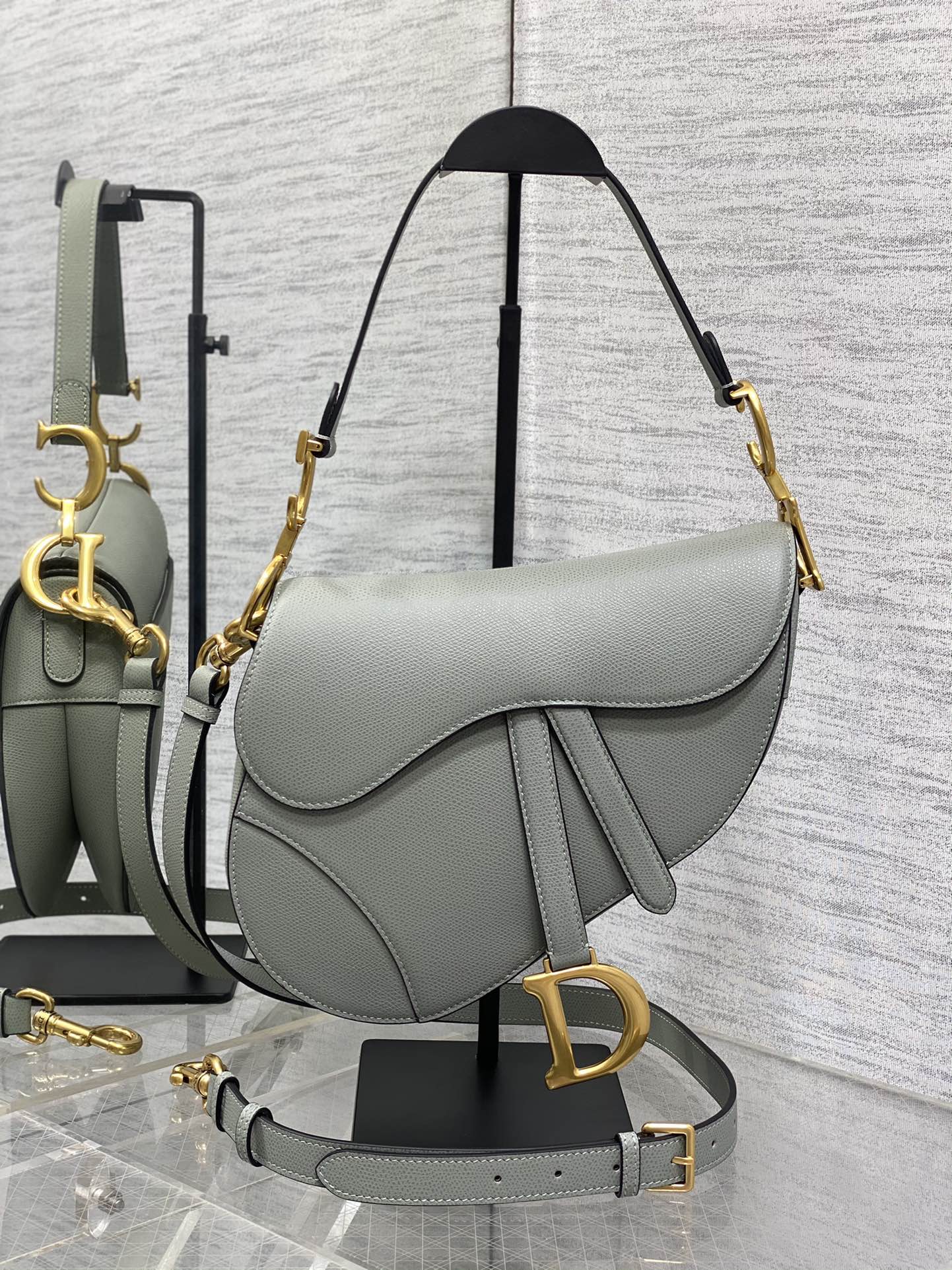 Dior light grey Saddle Bag With Strap