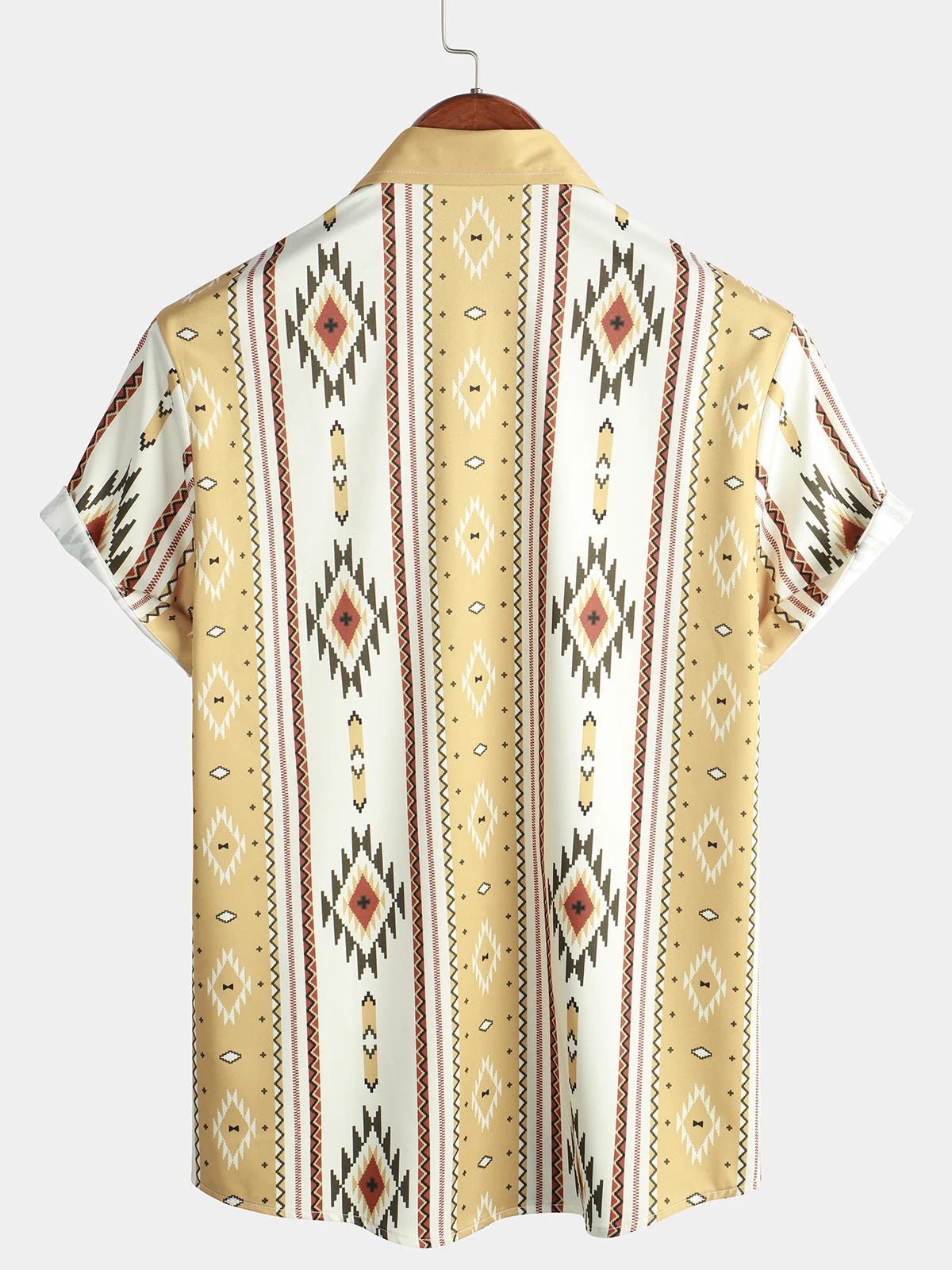 Men's Retro 70s Aztec Vertical Stripe Button-Up Shirt
