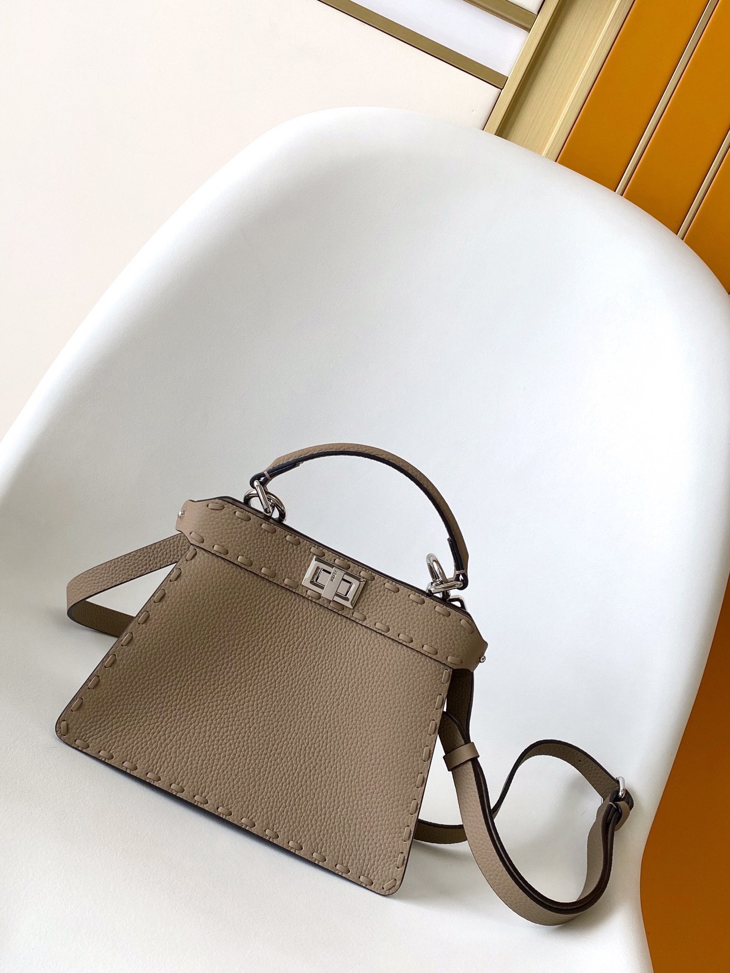Fendi Peekaboo Selleria Petite Peekaboo-Light Grey