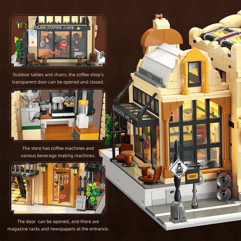 JieStar 89140 - Retro Steam Train Station