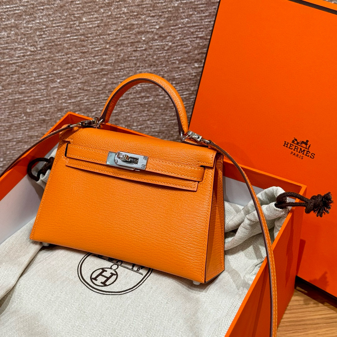 Hermes Orange Chevre Mini Kelly 20 II