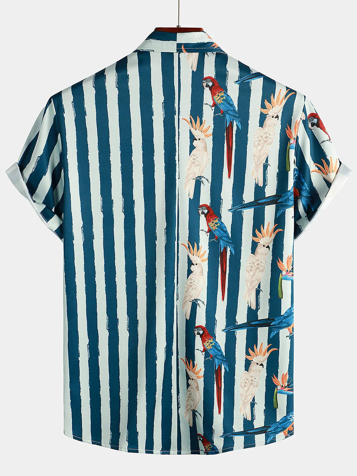 Men's Parrot Print Hawaiian Short Sleeve Shirt