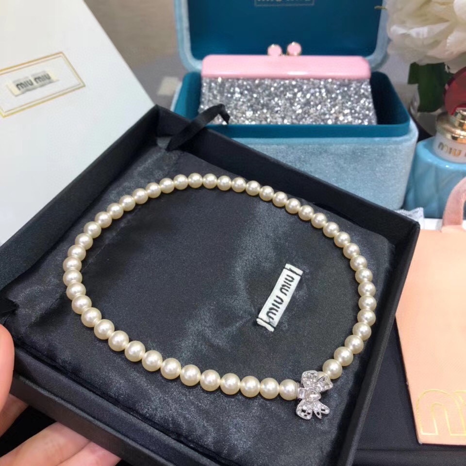 Miu Miu Pearl and crystals Necklace