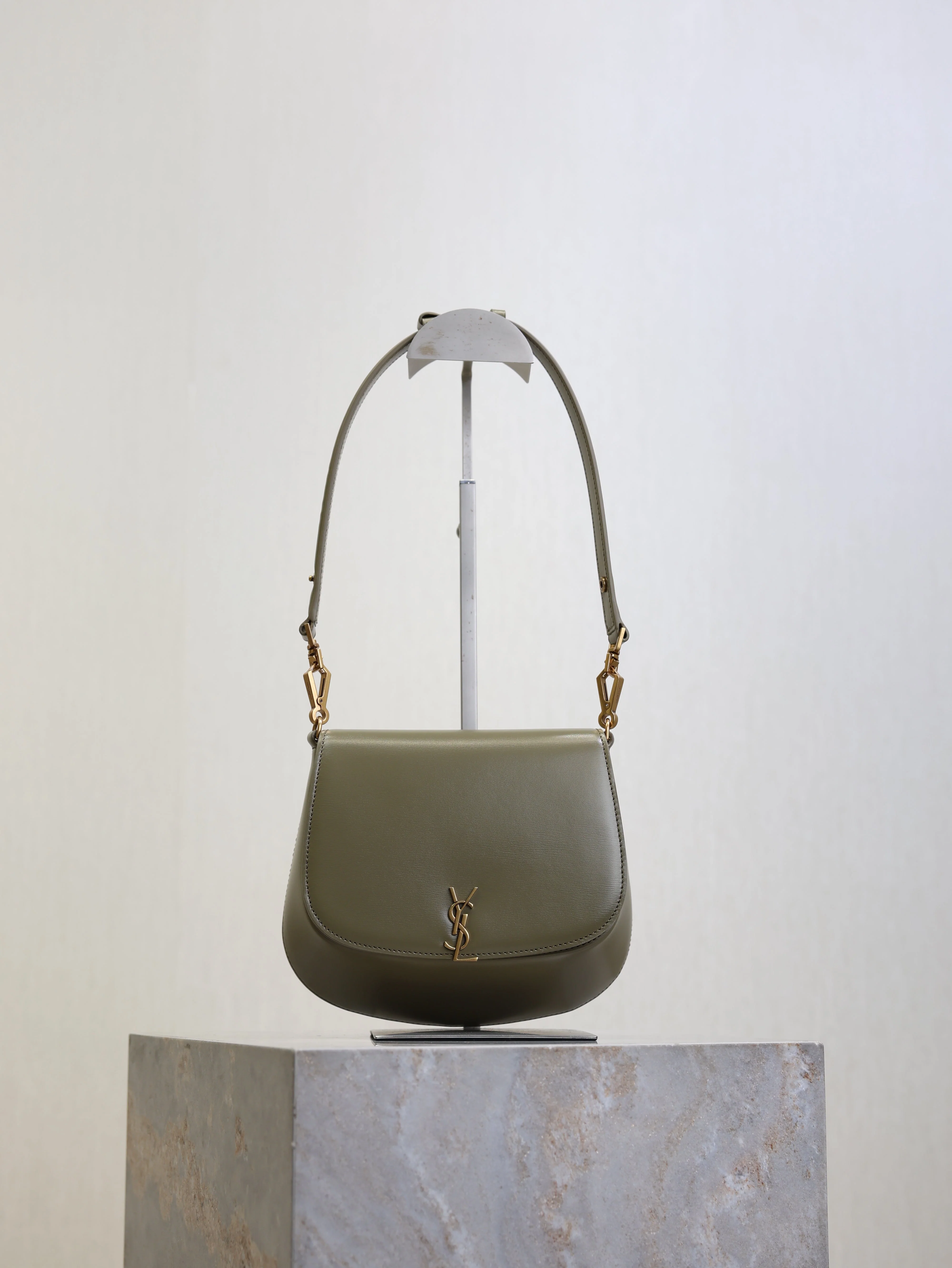 Saint Laurent YSL Mini Voltaire 21cm Olive Green Calfskin GHW