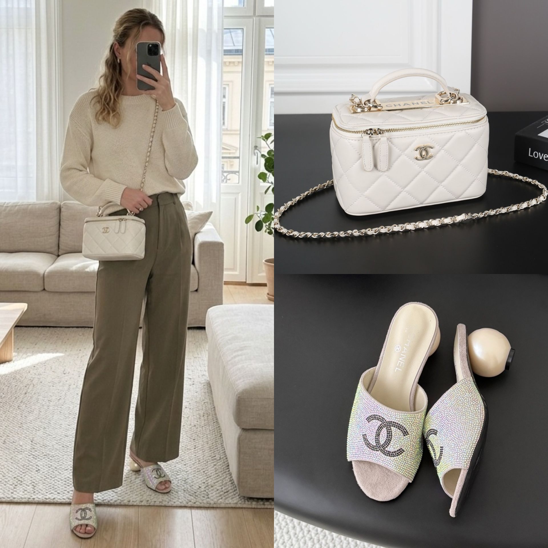 Chanel CF Mini 20CM Caviar Quilted Leather CC Logo Chain Flap Shoulder Bag - KAIROO