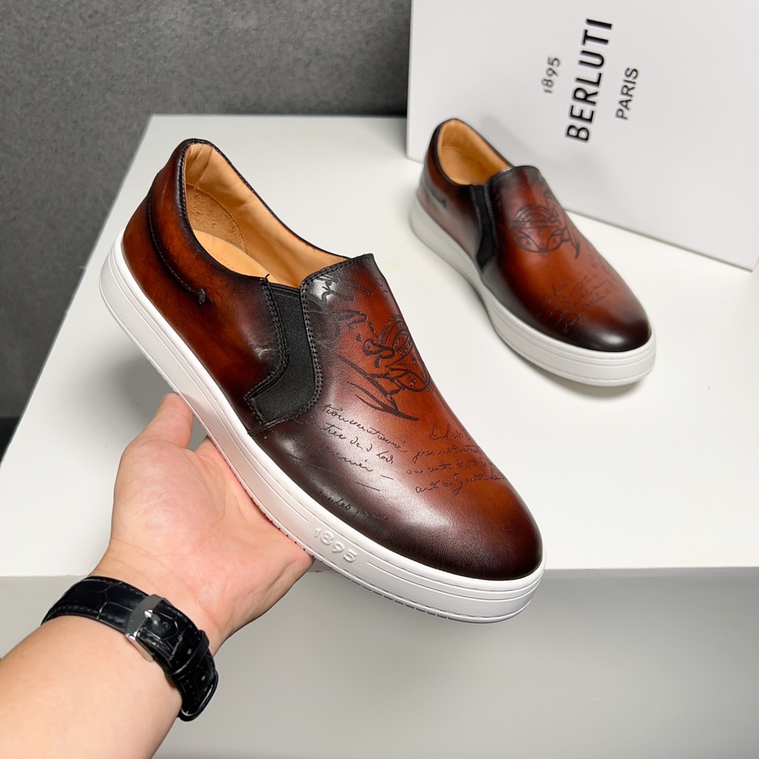 Berluti Men's Leather Sneakers in Brown