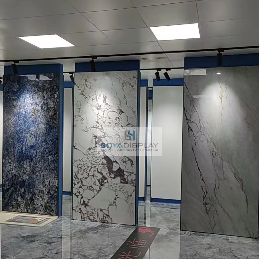 China Manufacturer Simple Metal Ceiling Floor Ceramic Tile Display Rack Wall Mounted Rotating Display Rack for Showroom